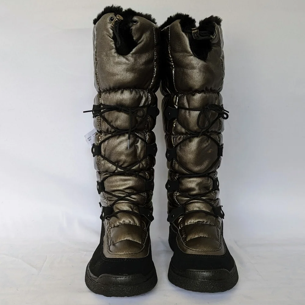 NiS Winter Boot Mid Calf Air On Feet Faux Fur Metallic Graphite EU40 US 9 NWT